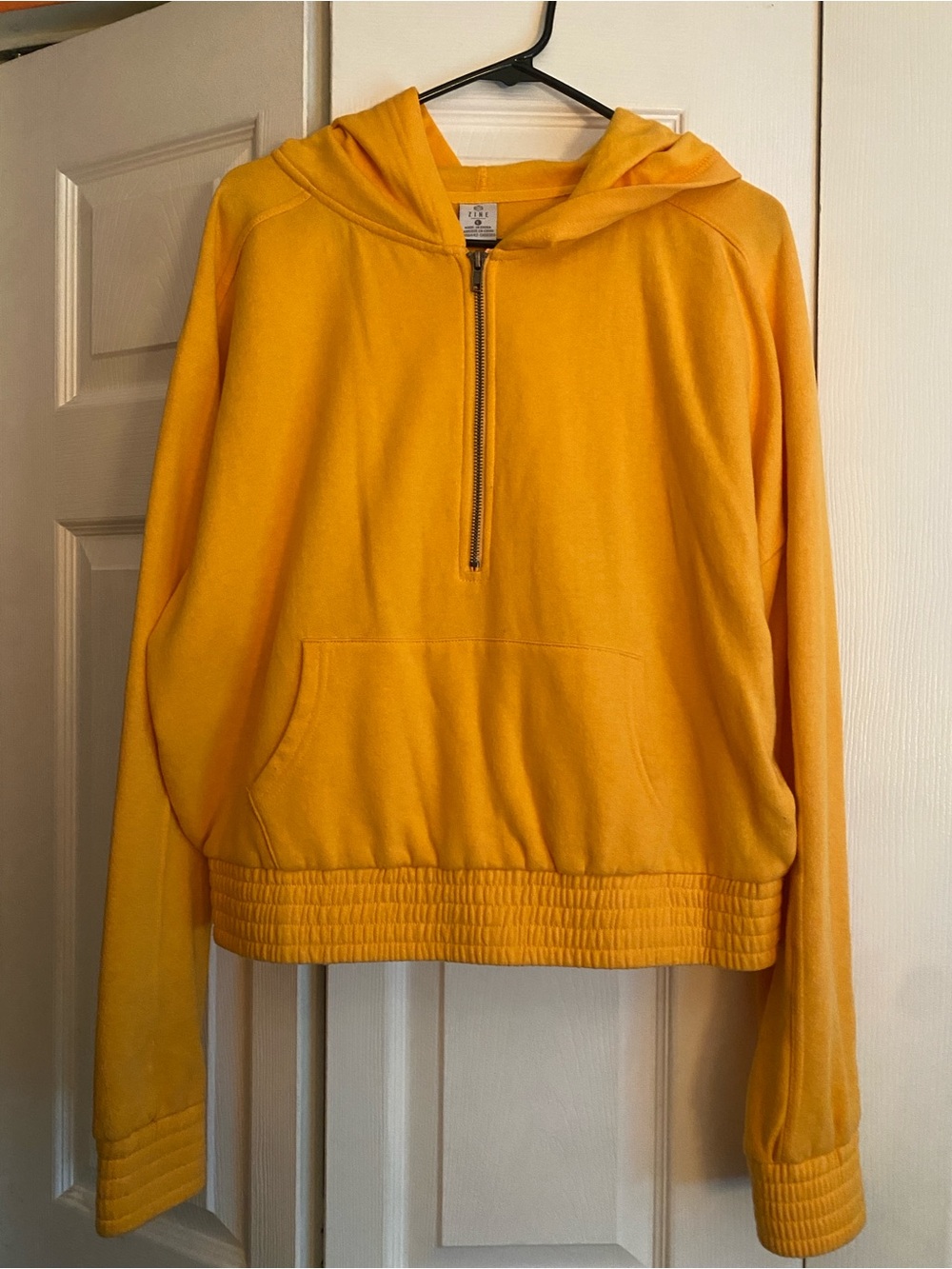 Zine Clothing Yellow Half-Zip Hooded Sweatshirt- size large
